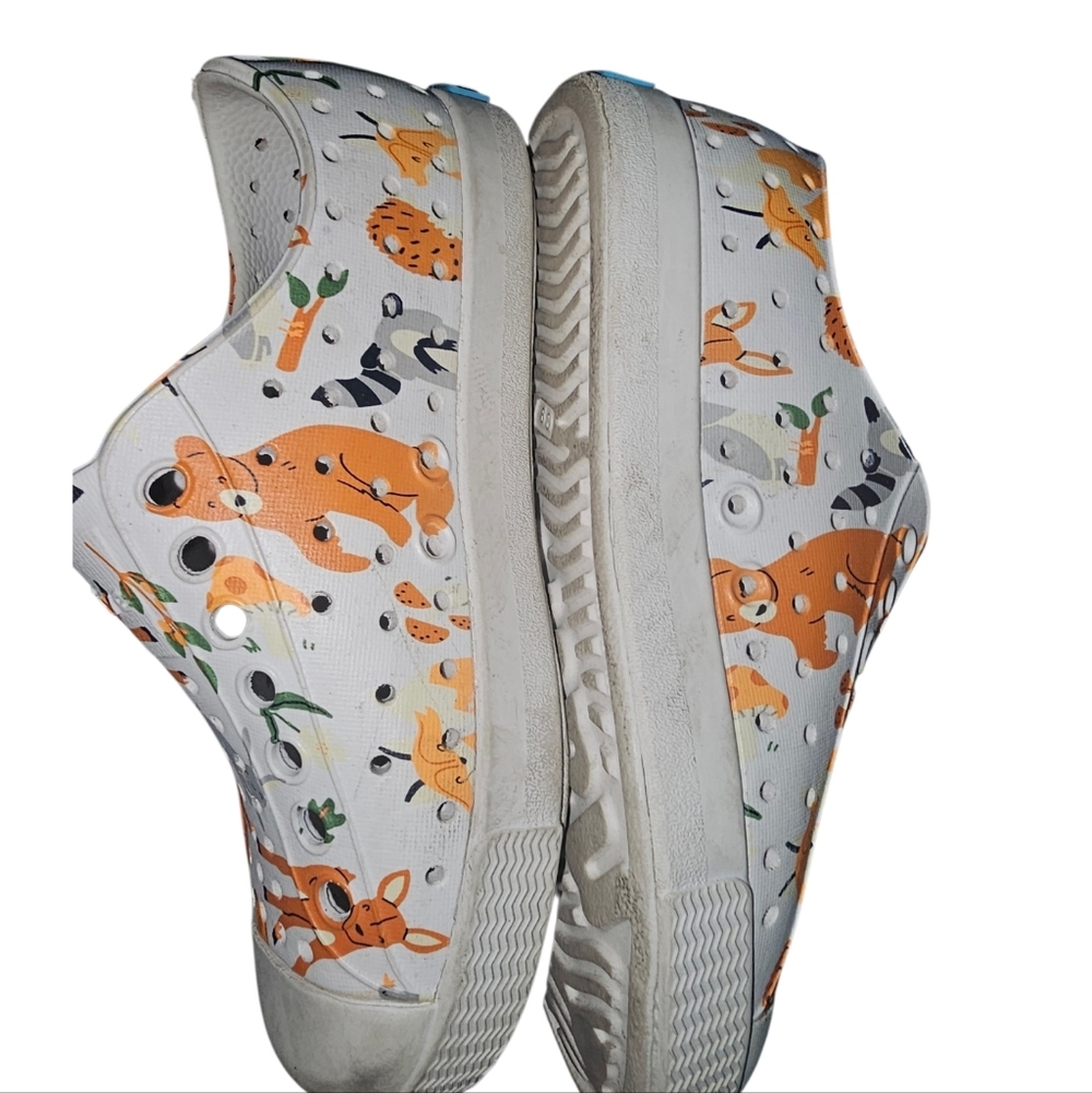 Native Shoes Kids Animal Print Slip-On Shoes - Orange on White - Picture 5 of 7